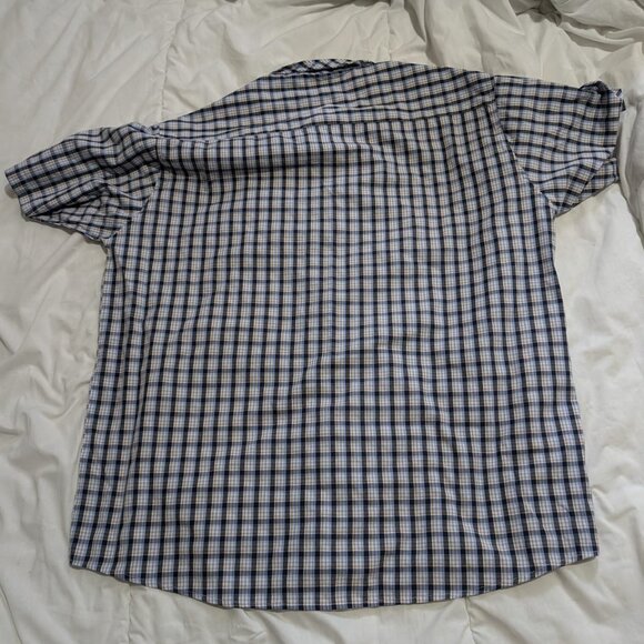 Britches Blue yellow White Plaid Short Sleeve Button Shirt Men Size 2XL 2X Large - Picture 2 of 5